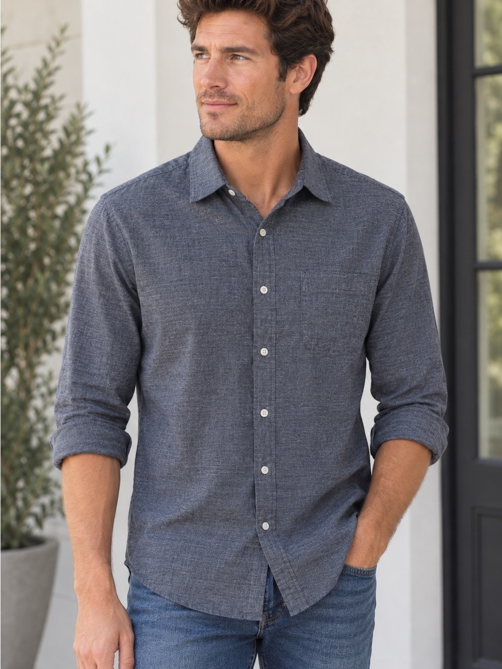 UNTUCKit Men's Long-Sleeve Button-Down Shirt — Large